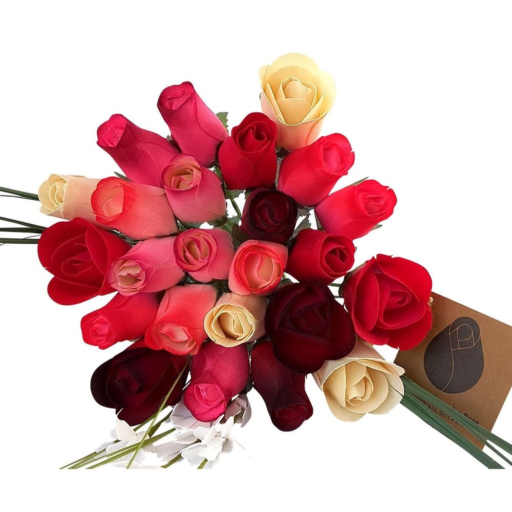 3 Dozen Deluxe Red Passion Flower Bouquet. The Original Wooden Rose.